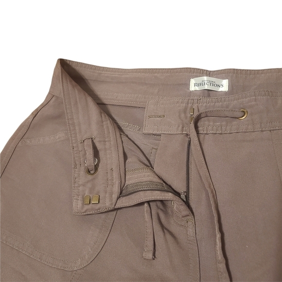 NEW Northern Reflections med brown drawstring waist  wide leg capri pants - Picture 4 of 10